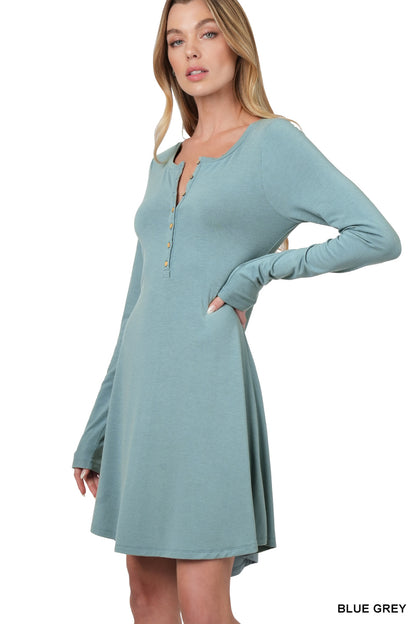 Jillian Long Sleeve Button-down Dress