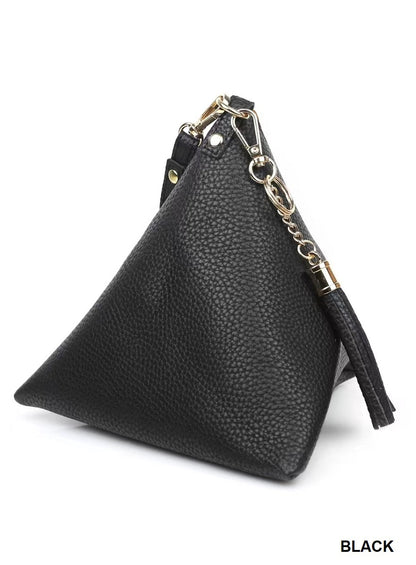 Midi Pyramid Wristlet Leather Bag