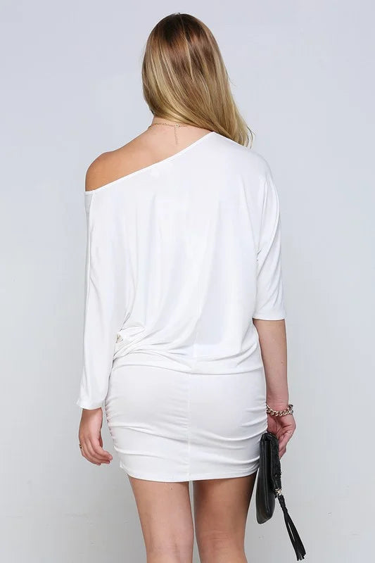 Jordy Dolman 3/4  Sleeve Tunic Dress - PLUS White