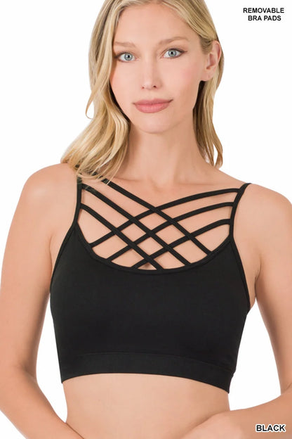 SEAMLESS TRIPLE CRISS-CROSS WITH REMOVABLE PADS BRALETTE (ASSORTED COLORS)