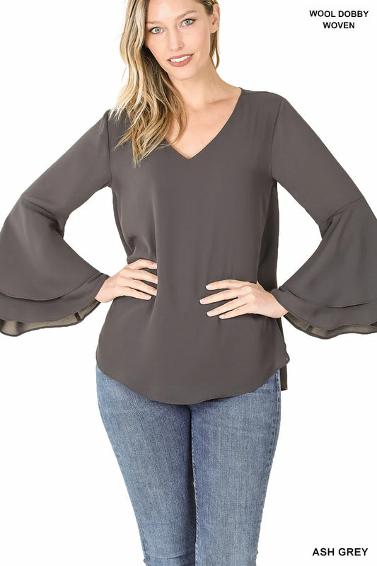 LONDON DOUBLE LAYERED BELL SLEEVE TOP (ASSORTED COLORS)