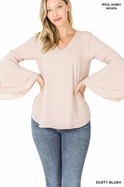 LONDON DOUBLE LAYERED BELL SLEEVE TOP (ASSORTED COLORS)